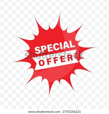 Special offer star label flat design icon isolated on white background for retail product promotion.