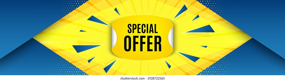 Special offer sticker. Abstract background with offer message. Discount paper banner. Sale coupon tag icon. Best advertising coupon banner. Special offer badge shape. Vector