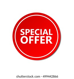 Special Offer Sticker. Commercial Red Offer Label. Vector Isolated Illustration.