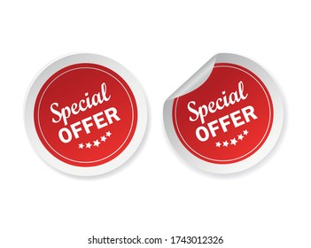 Oferta especial pegatina de estilo plano sobre fondo blanco. Etiqueta de oferta especial, gran diseño para cualquier propósito. Plantilla de promoción de banners de descuento. Icono de negocio. Vector plano.