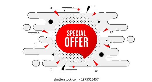 Special offer sticker. Geometric ad banner on flow pattern. Discount banner shape. Sale coupon bubble icon. Transition pattern cover. Special offer label. Vector