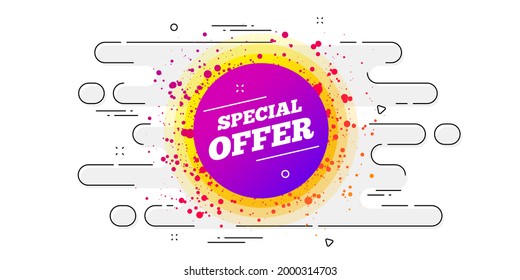 Special offer sticker. Geometric ad banner on flow pattern. Discount banner shape. Sale coupon bubble icon. Transition pattern cover. Special offer label. Vector