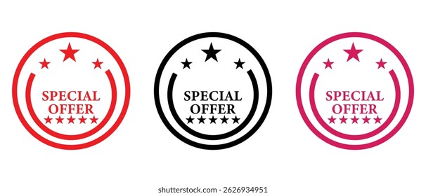 special offer sticker, label, stamp, tag, badge icon on white background.