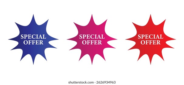 special offer sticker, label, stamp, tag, badge icon on white background.