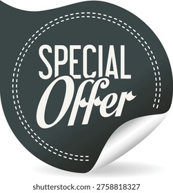 A special offer sticker with a peeled corner