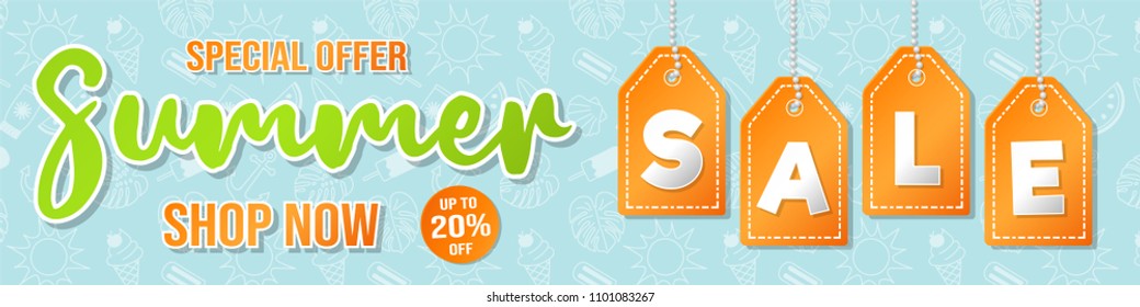 Special offer for a Summer Sale - concept of a banner. Vector.