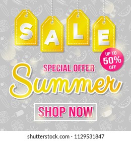 Special offer - Summer Sale. Design of a poster. Vector.