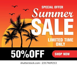 Special offer summer sale limited time only. Summer sale banner. Vector illustration