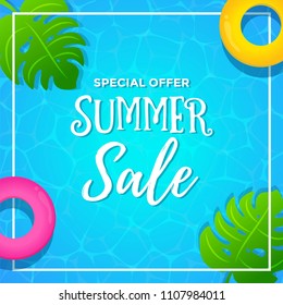 Special Offer Summer Sale with Pool Background