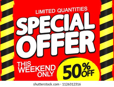 Special Offer, Summer Sale, poster design template, 50% off, vector illustration