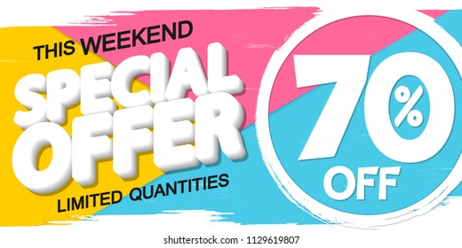 Special offer, Summer Sale, poster design template, 70% off, vector illustration