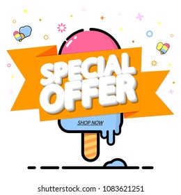 Special Offer, Summer sale tag, banner design template, discount app icon, vector illustration