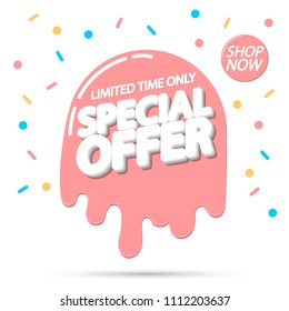 Special Offer, Summer sale tag, banner design template, app icon, vector illustration