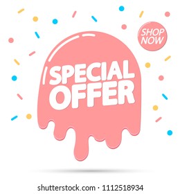 Special Offer, Summer sale tag, banner design template, app icon, vector illustration