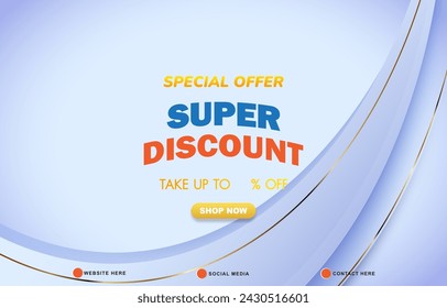 special offer super discount sale discount template banner with copy space for product sale with abstract gradient blue and white background design3