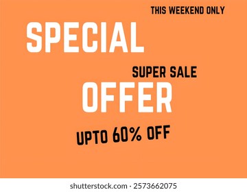 Special Offer Super Sale Up to 60 Percent Banner Orange Vector Template