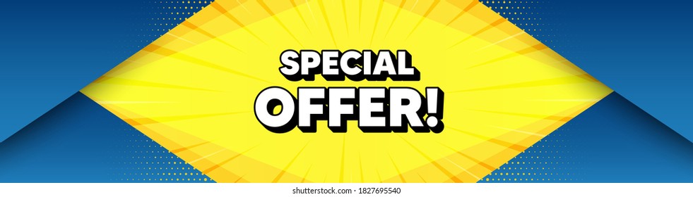 Special offer symbol. Modern background with offer message. Sale sign. Advertising Discounts symbol. Best advertising abstract banner. Special offer badge shape. Abstract yellow background. Vector