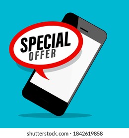 Special Offer Symbol on Mobile Phone Screen Vector Design