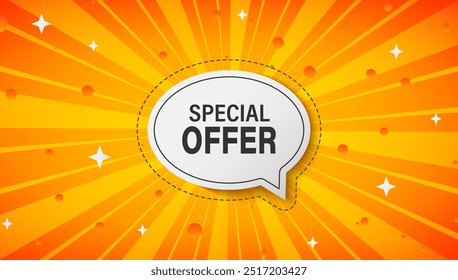 Special offer tag. 3d speech bubble orange banner. Sale sign. Advertising Discounts symbol. Special offer chat speech bubble message. Talk box infographics.