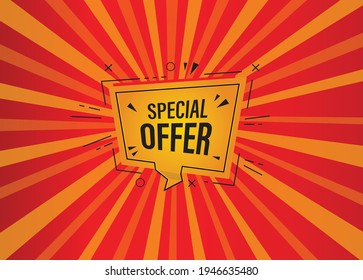 Special Offer Tag, Special Offer Badge, Special Offer Patch, Discount Banner Shape, Sale Coupon Bubble icon with, Abstract Red background, Modern concept Design, Vector format Graphic Design