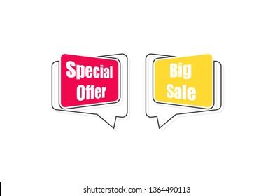 Special offer tag. Big sale tag. Illustration in linear style. Sale banner. Vector illustration