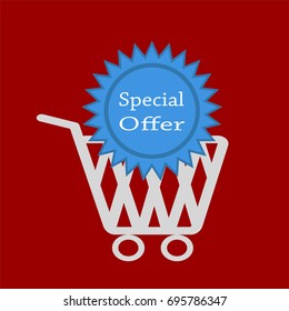 special offer tag and buy busket design, stock vector illustration