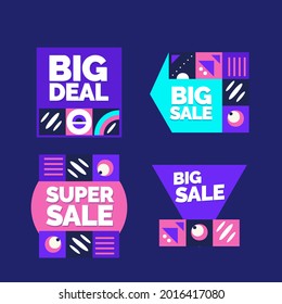 Special offer tag collection with flat mosaic, set of banner elements for website and advertising. Discount label design, sale web coupons. Vector promotion badge icons