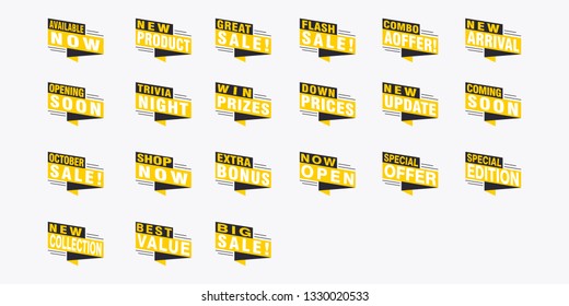 Special offer tag collection, set of banner elements for website and advertising. Discount label design, sale web coupons. Vector promotion badge icons