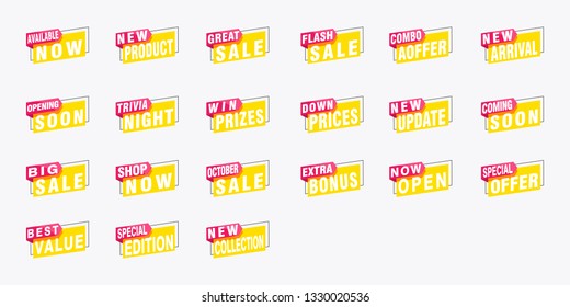Special offer tag collection, set of banner elements for website and advertising. Discount label design, sale web coupons. Vector promotion badge icons