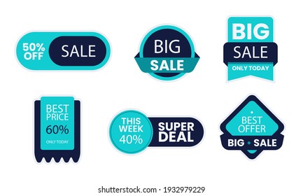 Set of retail sale tags. Stickers best offer price and big sale