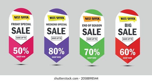 Special offer tag collection, set of banner elements for website and advertising. Discount label design, sale web coupons. Vector promotion badge icons