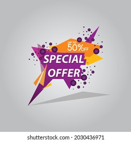 special offer tag, Purple and yellow color special offer tag, vector banner