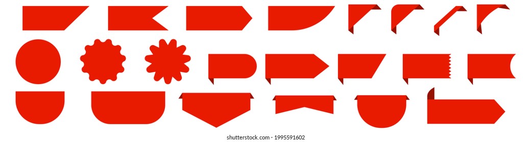 Special offer tag set in red on isolated background. Price tags set. Stickers labels tags ribbons vector. Vector illustration EPS 10