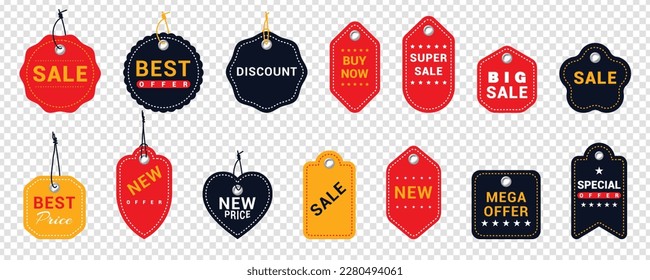 special offer tag set in red vector illustration.