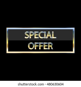Special Offer tag. Vector silver button