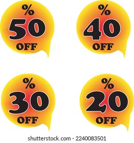 Special offer tags collection vector  20% 30% 40% and 50% in discount balloons offering