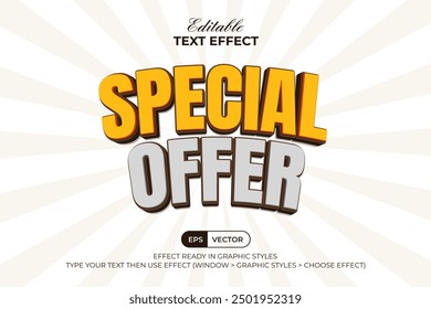 Special Offer Text Effect 3D Style. Editable Text Effect Vector Sale Promotion Theme Template.