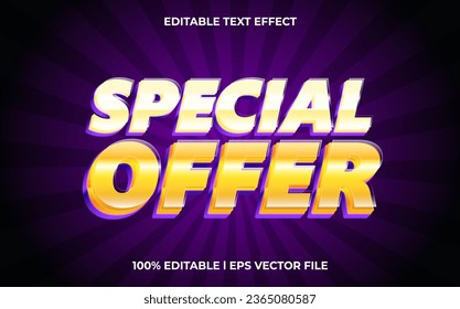 Efecto de texto de oferta especial portada de vídeo editable y estilo de texto de banner, plantilla de tipografía 3d