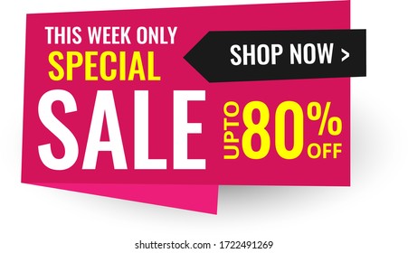 oferta especial esta semana 80% fuera del diseño vectorial banner