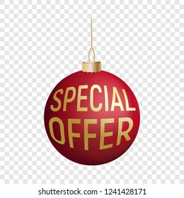 Special offer tree red ball icon. Realistic illustration of special offer tree red ball vector icon for web design  