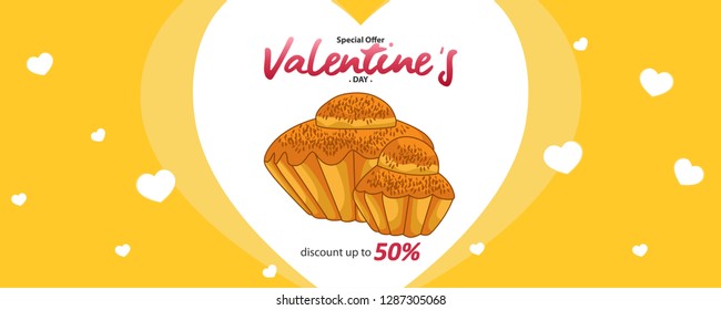 special offer Valentine's Day, Banner design, Valentine design for online shop or mobile app, discount for valentine's day.
