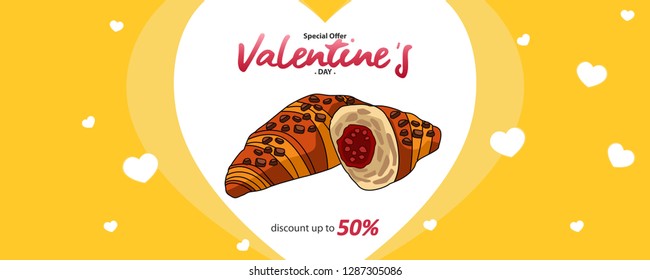 special offer Valentine's Day, Banner design, Valentine design for online shop or mobile app, discount for valentine's day.