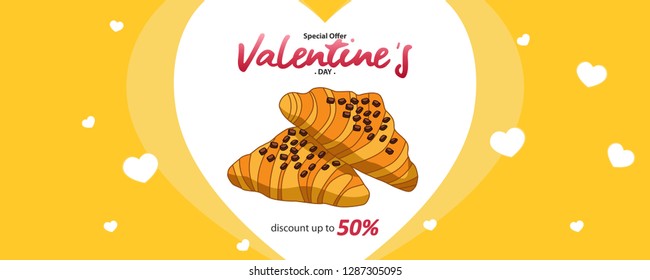 special offer Valentine's Day, Banner design, Valentine design for online shop or mobile app, discount for valentine's day.