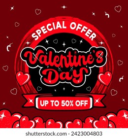 special offer valentines day full of love social media post for promotion vector illustration