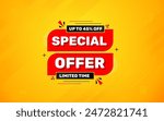 Special offer vector design template, Sale Banner tag, special offer discount label, Limited time special offer banner for marketing promotion, retail, store, shop, online store, or website.