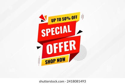 Plantilla de diseño de vectores de oferta especial, etiqueta de Banner de venta, etiqueta de descuento de oferta especial, banner de oferta especial de tiempo limitado para promoción de marketing, venta minorista, tienda, tienda, tienda en línea o sitio web.