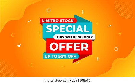 Special offer vector design template, Sale Banner tag, special offer discount label, Limited time special offer banner for marketing promotion, retail, store, shop, online store, or website.