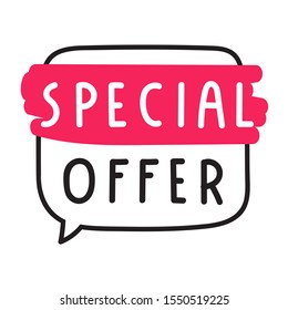 Special offer. Vector hand drawn illustration on white background.