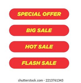 
Special offer vector label. Vector offers set. Vector illustration of yellow and red discount promotion label on white background.