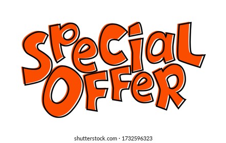 Special offer vector lettering label on white background. Black Friday sale sticker. Discount label in online or physical store. Red tag for discount program. Online shopping icon. Social media banner